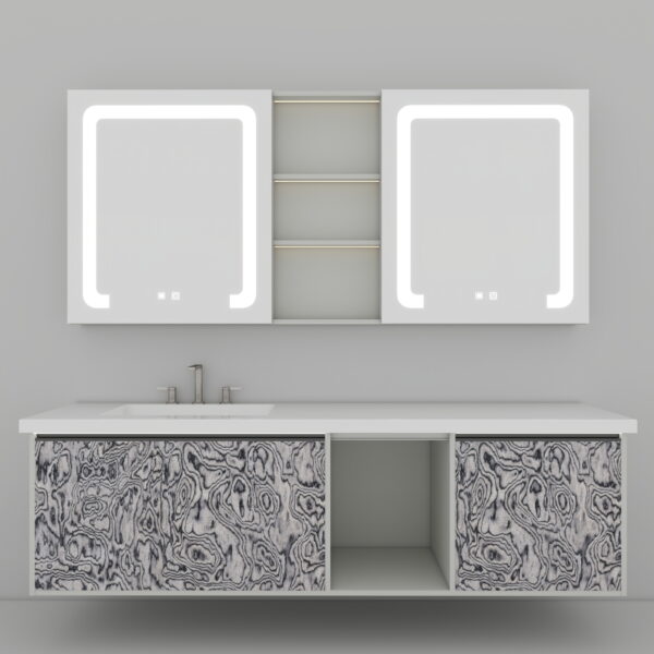 73-副本-未命名 5-20250710-230941 Black Spiral Pattern Bathroom Vanity | Modern Minimalist Style, Square Smart Mirror Cabinet, Storage Side Cabinet, Gray Scheme Compatible, With Sink