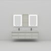 Gray Modern Minimalist Bathroom Vanity | Nickel-Plated Gooseneck Faucet with Hot and Cold Function