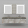 Marble Pattern Double Basin Bathroom Vanity | Modern Style, Multiple Storage Spaces, Mirror Cabinet with Storage, Defogging and LED Functions