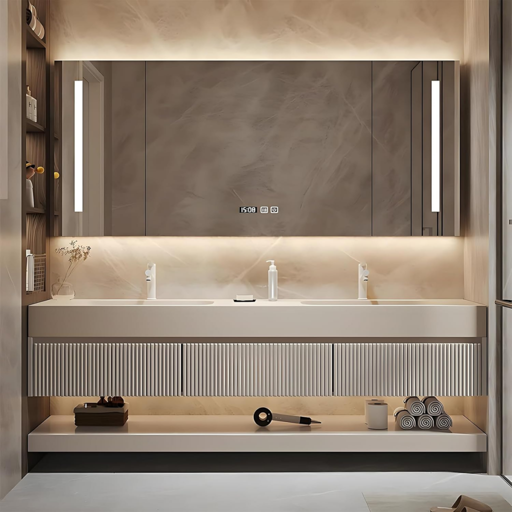 Kadaligh Ume 52" Wall-Mounted Floating Bathroom Vanity with Integrated Vanity Top - Milky White