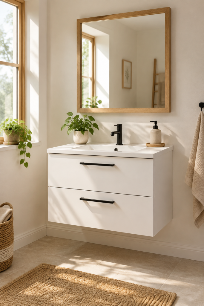Kadaligh Kiso 36" Wall-Mounted Floating Bathroom Vanity with One-Piece Vanity Top - White