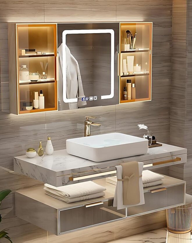 Kadaligh Kiso 36" Floating Bathroom Vanity - Gray High-Gloss