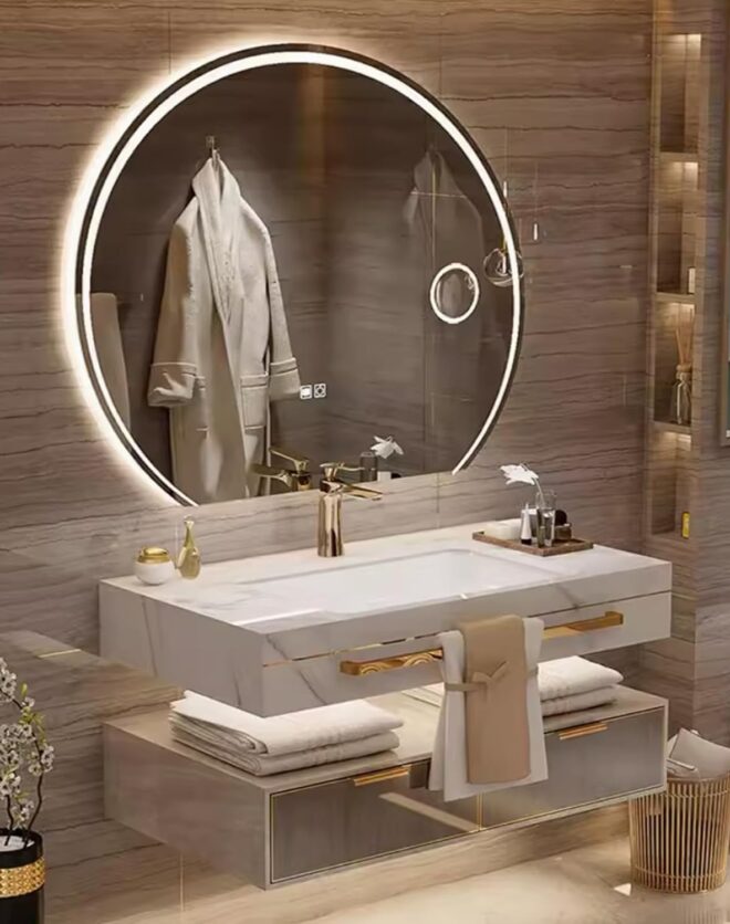 Kadaligh Hygge 36" Floating Bathroom Vanity - Light Gray Marble