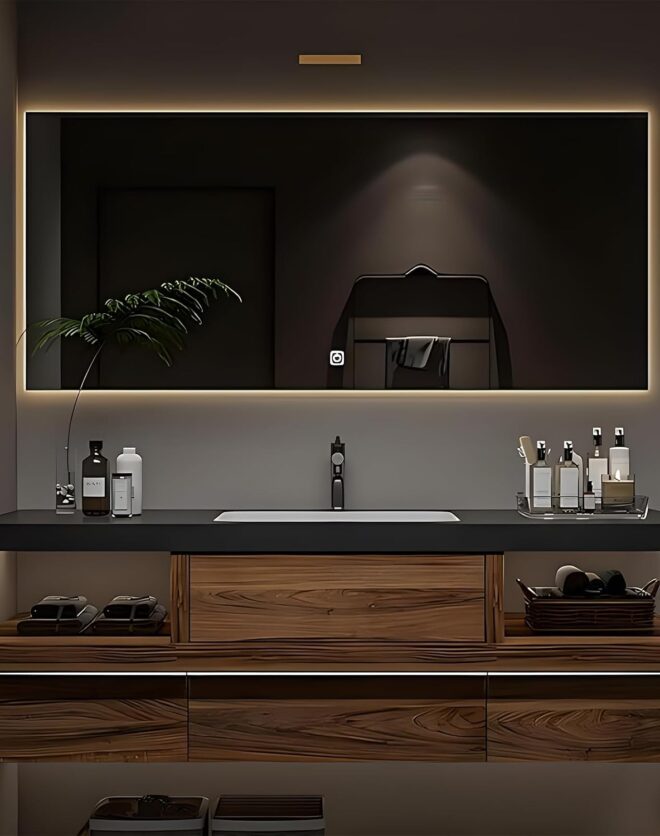 Kadaligh Sora 44" Floating Bathroom Vanity - Walnut Wood