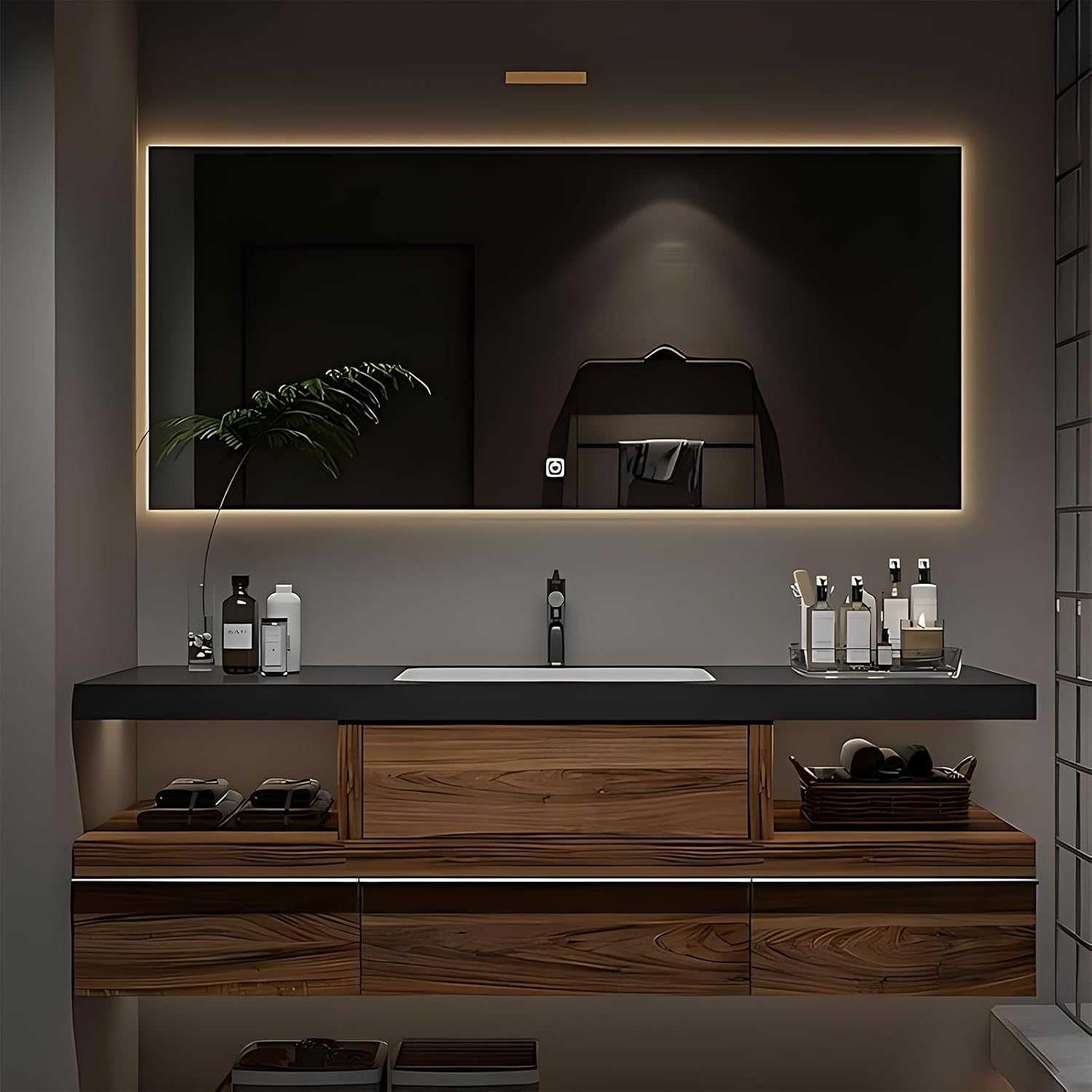 Kadaligh Sora 44" Floating Bathroom Vanity - Walnut Wood
