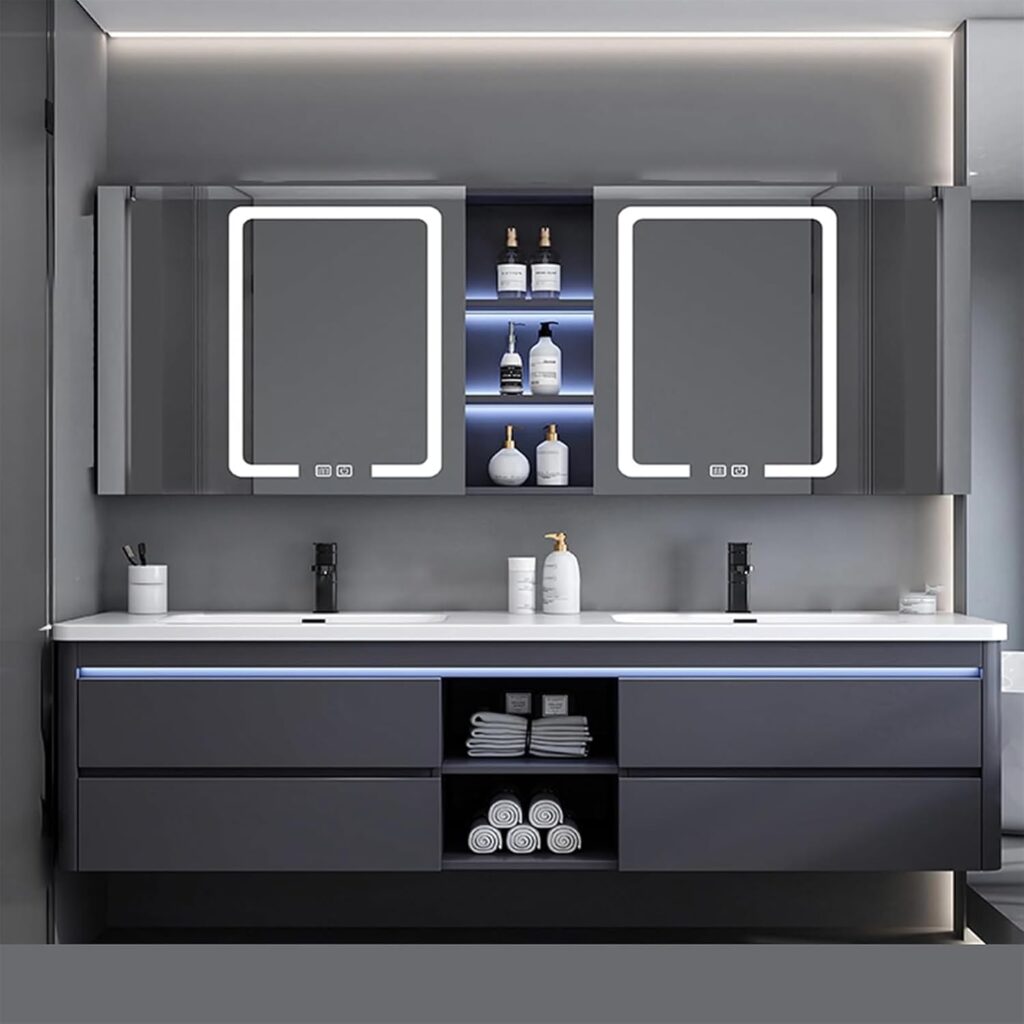 Kadaligh Nord 56" Floating Bathroom Vanity - Dark Gray Matte