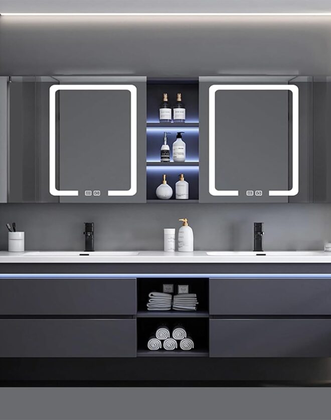 Kadaligh Nord 56" Floating Bathroom Vanity - Dark Gray Matte