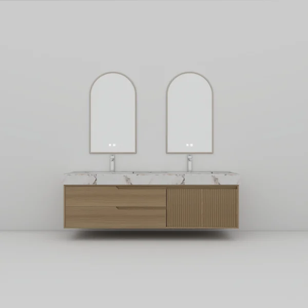 91-副本-副本-副本-未命名-20250728-225612 Brown Double Sink Bathroom Vanity | Modern Minimalist Style, Double - Layer Structure, Bottom Can Freely Place Various Items